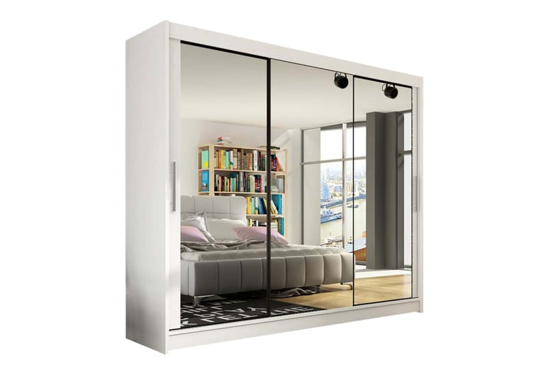Sia Garderobe 250 cm Skydedøre Spejle - Hvid - Havemøbler - Havebord - Loungeborde & Sofaborde udendørs