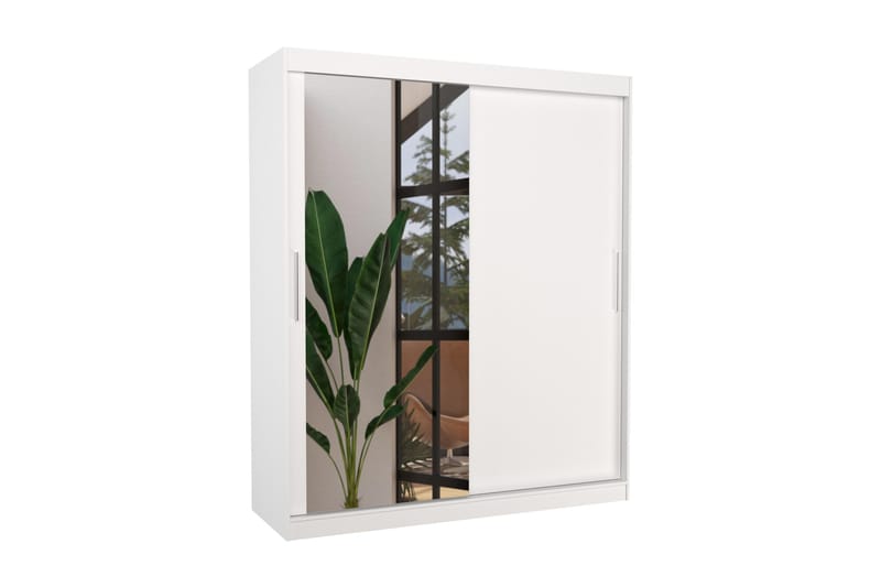 Tomeda Garderobe med Spejl 180x215 cm - Hvid - Opbevaring - Tøjopbevaring - Garderobeskabe