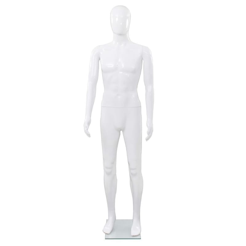 mannequin mand fuld figur glassokkel hvid højglans 185 cm - Hvid - Opbevaring - Tøjopbevaring - Knagerækker