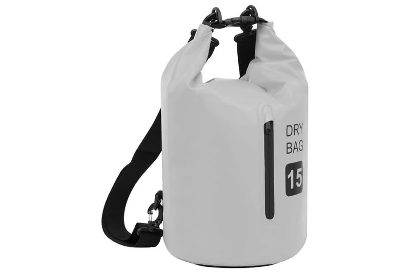 vandtæt tørpose med lynlås 15 l PVC grå - Sport & fritid - Camping & vandring - Udekøkken & camnpingkøkken