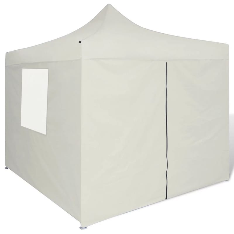 Foldbart Telt Cremefarvet 3 X 3 M Med 4 Vægge - Creme - Sport & fritid - Camping & vandring - Telt