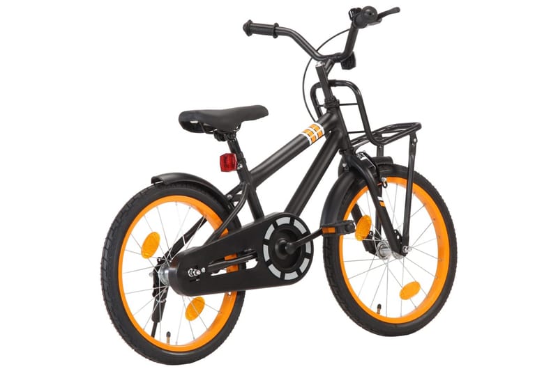 Børnecykel med Frontlad 18 Tommer Sort Og Orange - Orange - Sport & fritid - Friluftsliv - Cykler - Børnecykel & juniorcykel