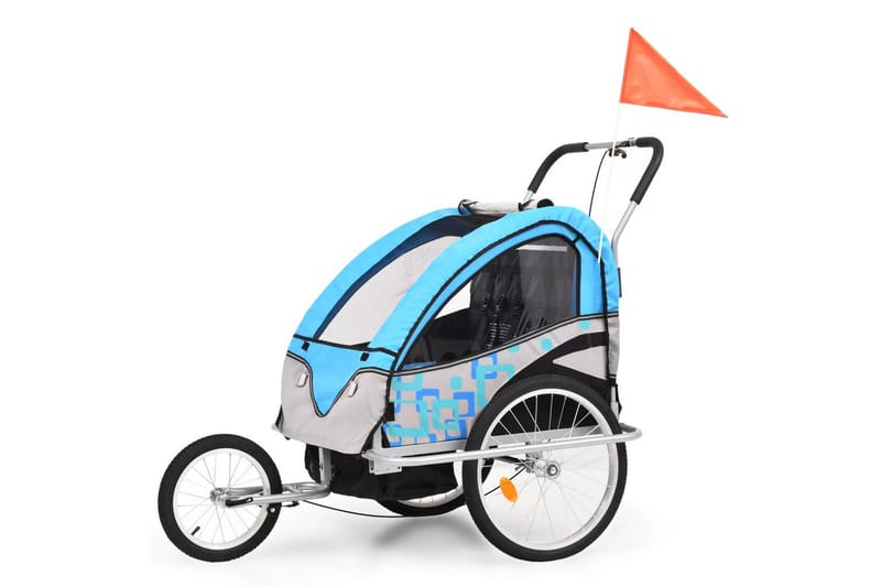2-i-1 cykelanhænger- og klapvogn til børn blå og grå - Sport & fritid - Friluftsliv - Cykler - Cykeltilbehør
