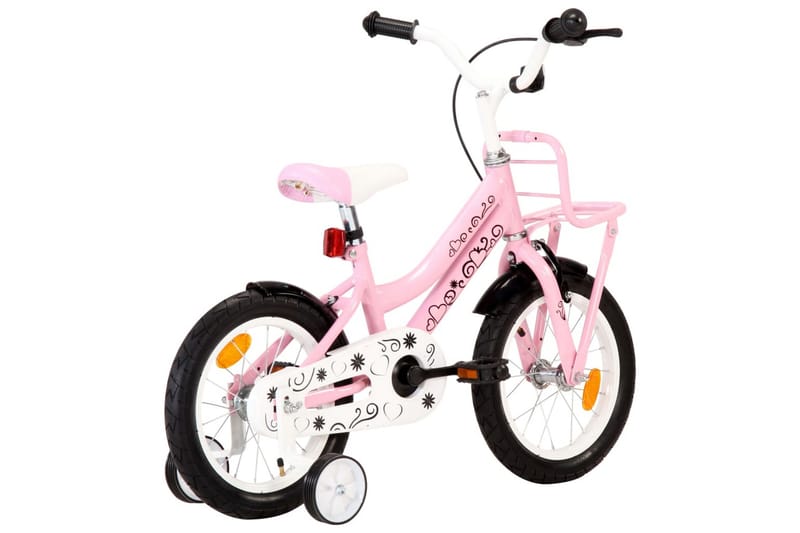 Børnecykel Med Frontlad 14 Tommer Hvid Og Pink - Lyserød - Sport & fritid - Friluftsliv - Cykler