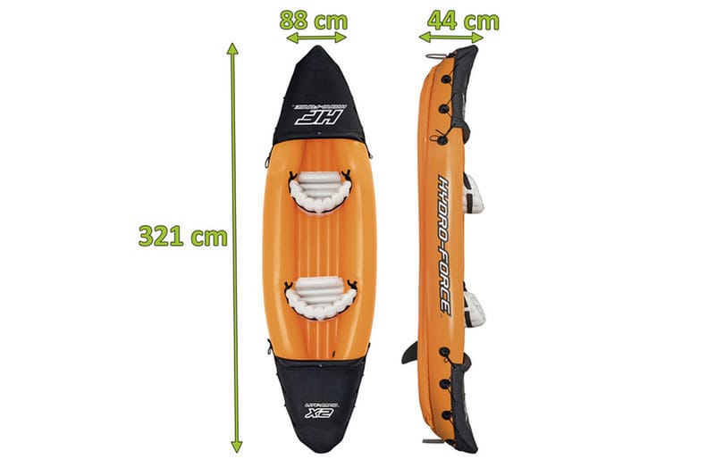 BESTWAY Lite-Rapid X2 Kajak, PVC, 2 personer, 321x88x44 cm - Orange - Sport & fritid - Friluftsliv - Kano & kayak