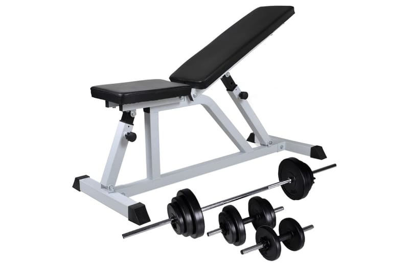 træningsbænk med vægtstang- og håndvægtsæt 30,5 kg - Sport & fritid - Hjemmetræning - Træningsredskaber - Crossfit udstyr