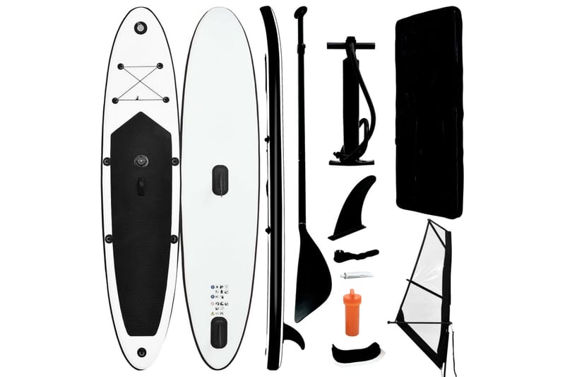 oppusteligt paddleboard med sejlsæt sort og hvid - Sort - Sport & fritid - Hjemmetræning - Træningsredskaber - Fitnessgulv & klikgulv