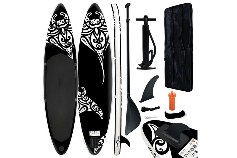 oppusteligt paddleboardsæt 305x76x15 cm sort - Sort - Sport & fritid - Hjemmetræning - Træningsredskaber - Fitnessgulv & klikgulv