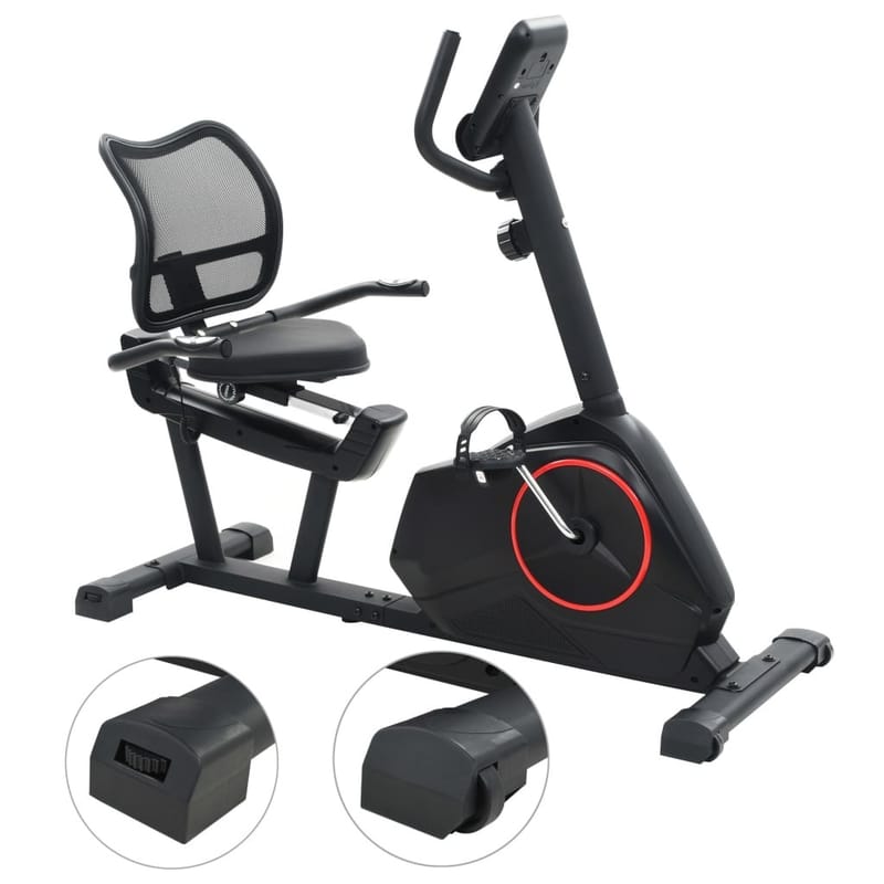 Magnetisk Liggende Motionscykel Med Pulsmåler - Sort - Sport & fritid - Hjemmtræning - Træningsmaskiner