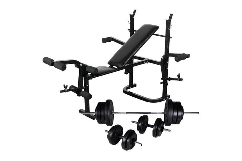 vægtbænk med vægtstativ, vægtstang- og håndvægtsæt 60,5 kg - Sport & fritid - Hjemmetræning - Træningsmaskiner - Multi træningsmaskine