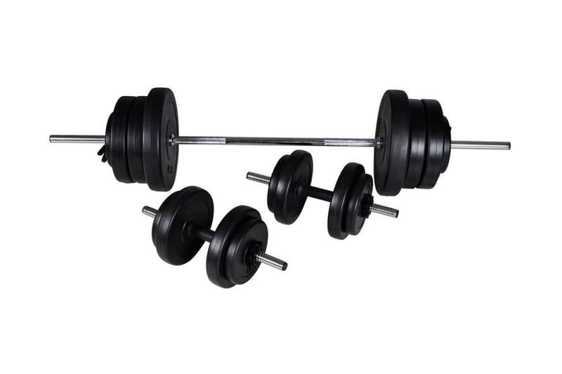 vægtstang + 2 håndvægte 60,5 kg - Sport & fritid - Hjemmetræning - Træningsredskaber - Crossfit udstyr