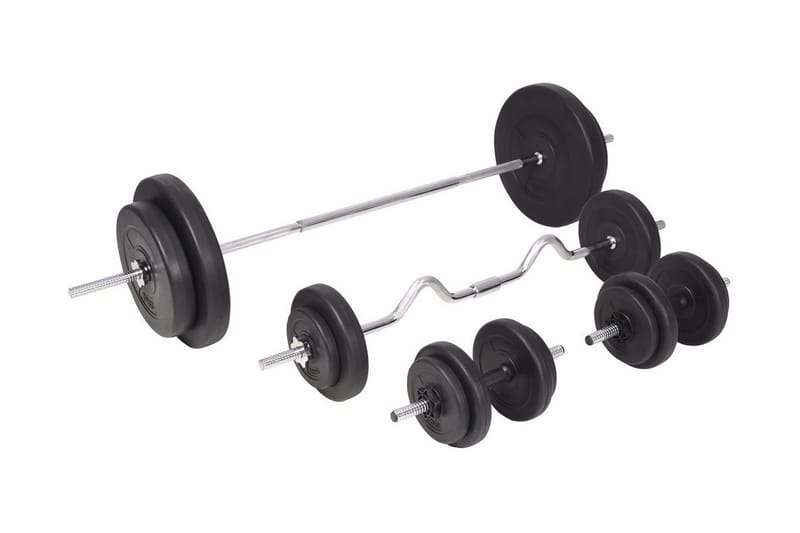 vægtstangs- og håndvægtssæt 90 kg - Sport & fritid - Hjemmetræning - Vægte & vægtstænger - Vægtstang