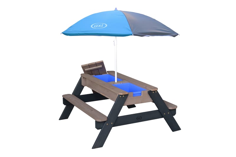 Nick Sand & Water Picnicbord med Parasol Grå/Blå - AXI - Sport & fritid - Leg & sport - Legeplads & legeredskaber