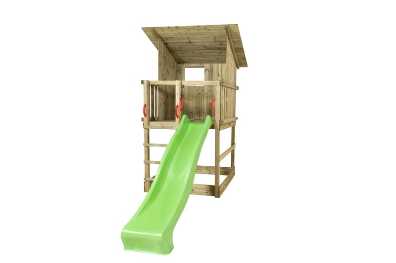 PLUS Play legetorn med skråtag inkl. grøn rutsjebane