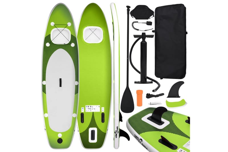 oppusteligt paddleboardsæt 300x76x10 cm grøn