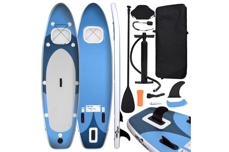 oppusteligt paddleboardsæt 300x76x10 cm havblå - Blå - Sport & fritid - Leg & sport - Vandsport & vandleg