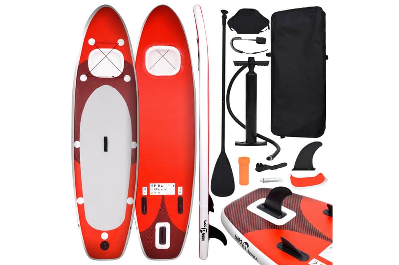 oppusteligt paddleboardsæt 300x76x10 cm rød - Rød - Sport & fritid - Leg & sport - Vandsport & vandleg