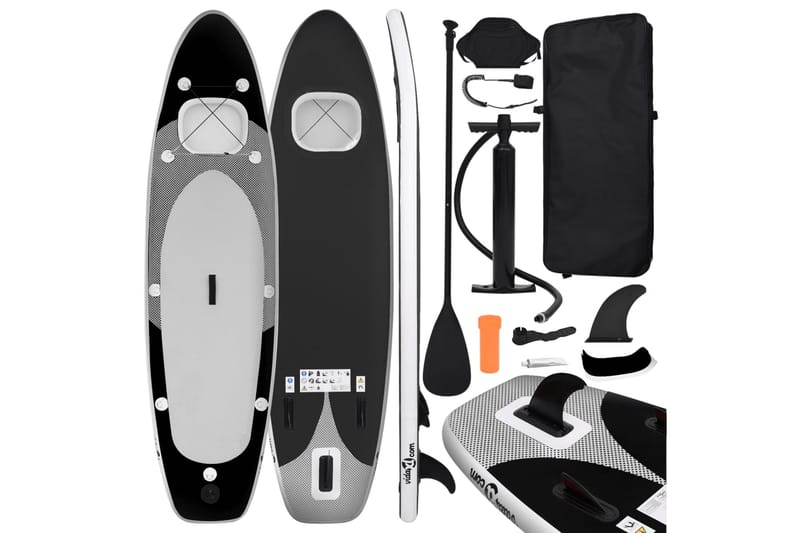oppusteligt paddleboardsæt 300x76x10 cm sort - Sort - Sport & fritid - Leg & sport - Vandsport & vandleg