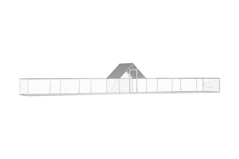hønsehus 14x2x2 m galvaniseret stål - Sølv - Hus & renovering - Indsynsbeskyttelse & indhegning - Dyregård & dyrehus - Hønsegård