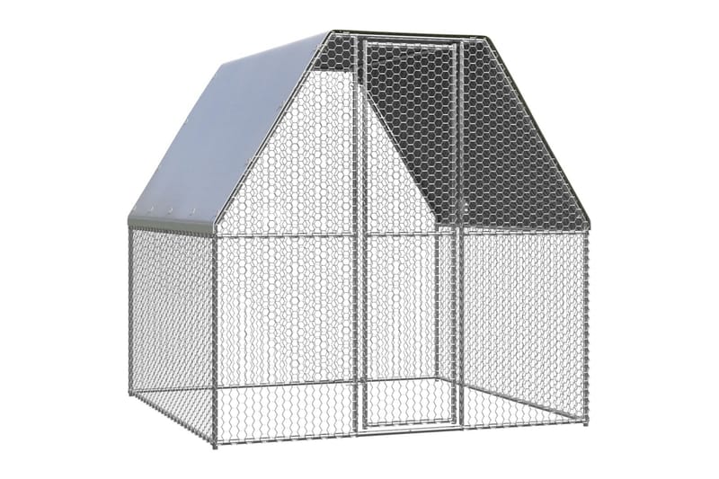 udendørs hønsebur 2x2x2 m galvaniseret stål - Sølv - Sport & fritid - Til dyrene - Fugl - Hønsehus