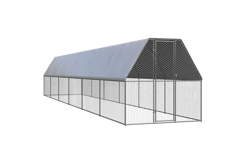 udendørs hønsegård 2x12x2 cm galvaniseret stål - Sølv - Sport & fritid - Til dyrene - Fugl - Hønsehus