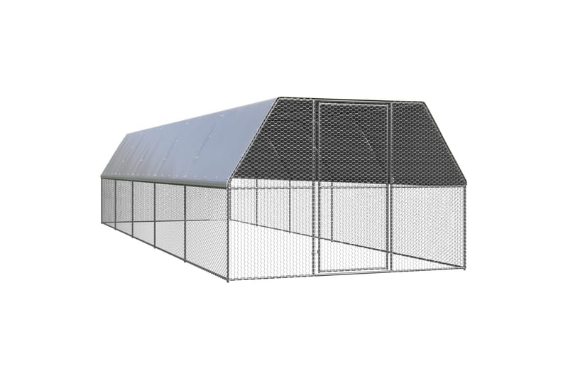 udendørs hønsegård 3x10x2 m galvaniseret stål - Sølv - Sport & fritid - Til dyrene - Fugl - Hønsehus