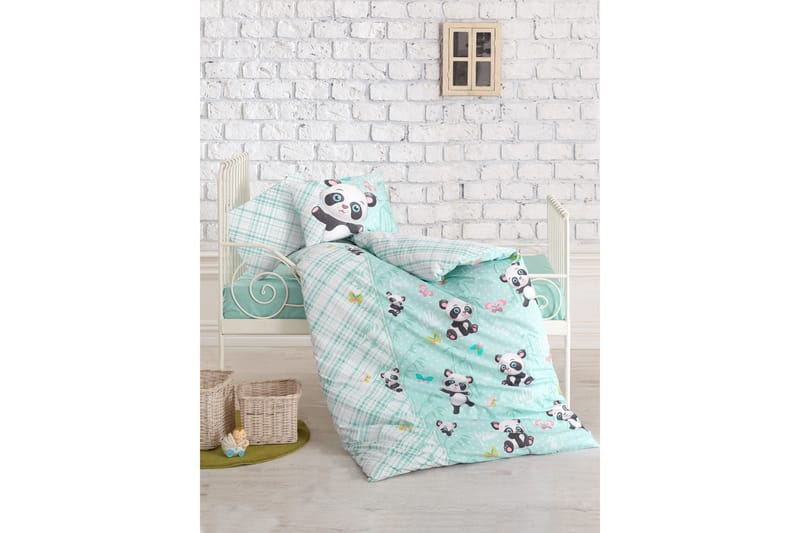 Cotton Box Sengesæt Baby 4-delt Ranforce - Mint/Hvid/Sort/Lyserød - Tekstiler - Børnetekstiler - Sengetøj til børn - Sengesæt børn
