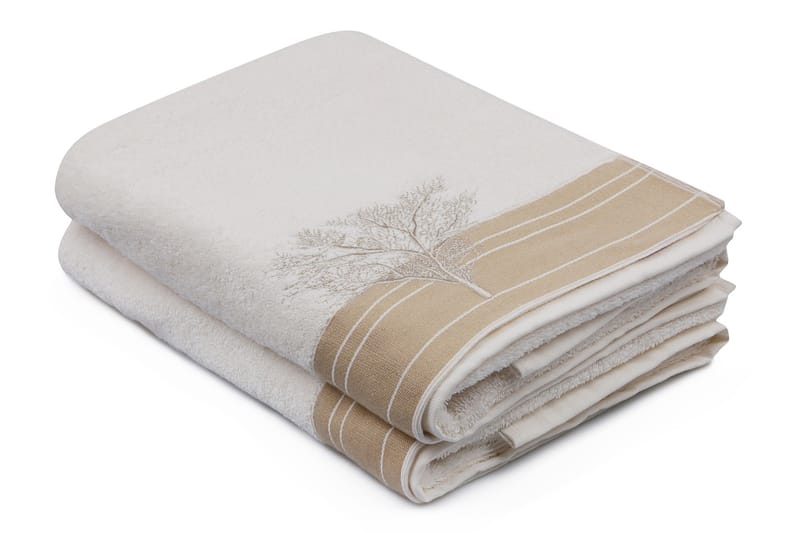 Hobby Badehåndklæde 70x140 cm 2-pak - Creme/Hvid - Tekstiler - Badetekstiler - Badehåndklæder