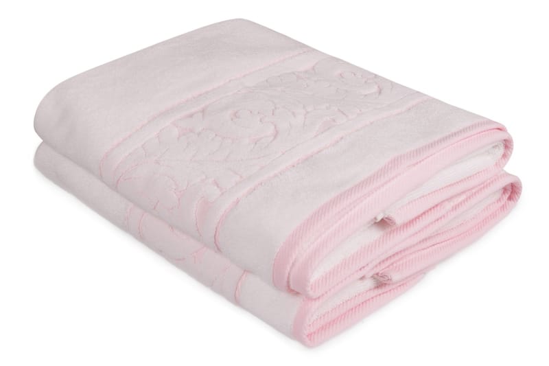 Hobby Badehåndklæde 70x140 cm 2-pak - Hvid/Lyserød - Tekstiler - Badetekstiler - Badehåndklæder