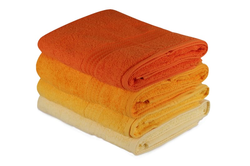 Hobby Badehåndklæde 70x140 cm 4-pak - Gul/Orange - Tekstiler - Badetekstiler - Badehåndklæder