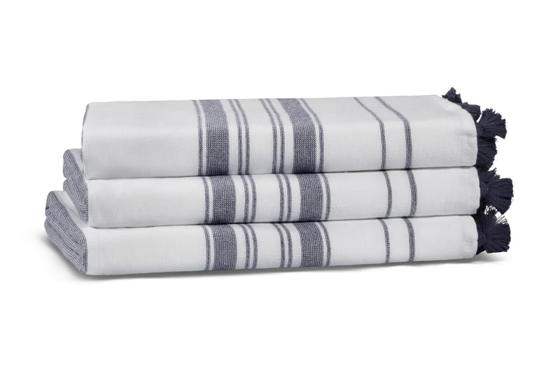 Morghyn Badehåndklæde - Hvid/Blå - Tekstiler - Badetekstiler - Badehåndklæder