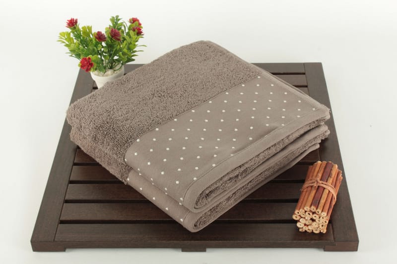 Şaheser Håndklæde 50x90 cm 2-pak - Brun/Hvid - Tekstiler - Badetekstiler - Håndklæder