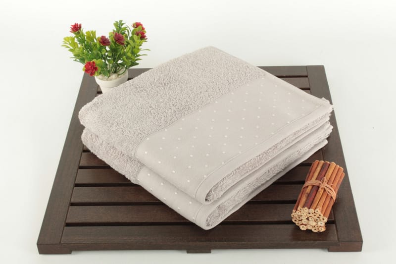 Şaheser Håndklæde 50x90 cm 2-pak - Lysegrå/Hvid - Tekstiler - Badetekstiler - Håndklæder