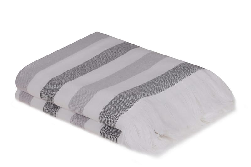 Ashburton Håndklæde 2-pak - Grå/Hvid - Tekstiler - Badetekstiler - Håndklæder