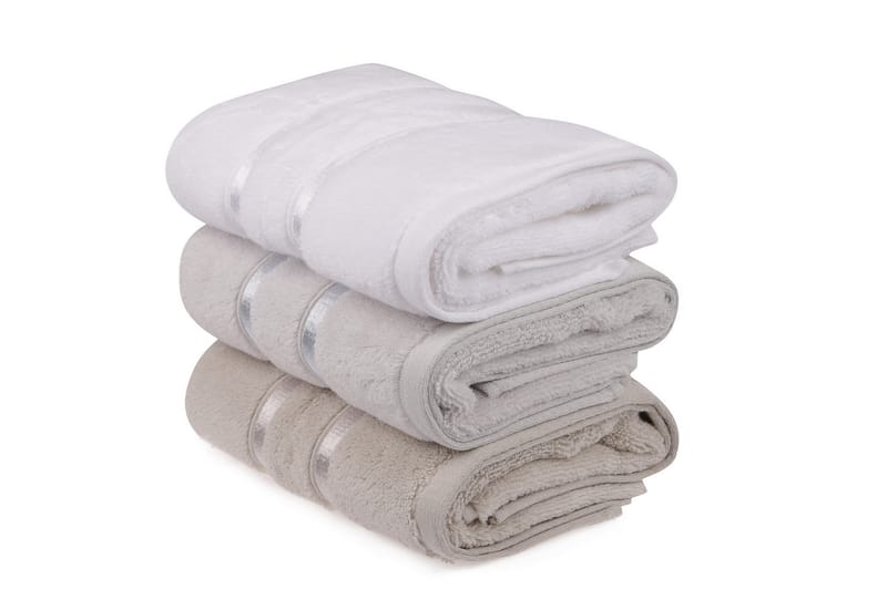 Ashburton Håndklæde 3-pak - Hvid/Lyseblå/Lysebrun - Tekstiler - Badetekstiler - Håndklæder