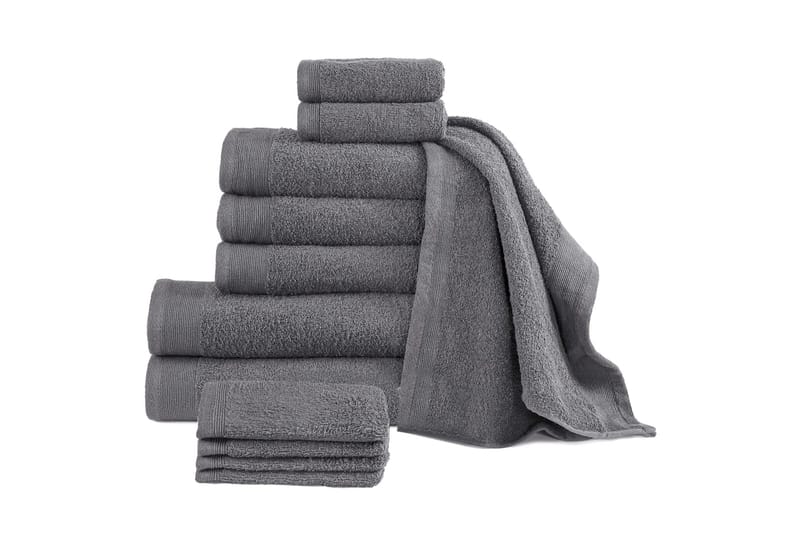 Håndklædesæt I 12 Dele Bomuld 450 Gsm Antracitgrå - Grå - Tekstiler - Badetekstiler - Håndklæder