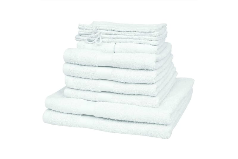 håndklædesæt i 12 dele bomuld 500 gsm hvid - Hvid - Tekstiler - Badetekstiler - Håndklæder
