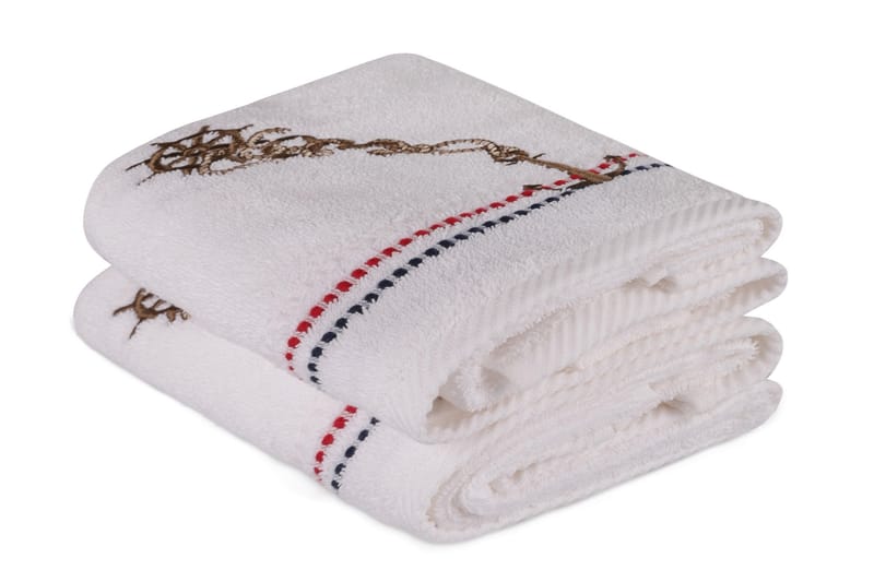 Hobby Håndklæde 50x90 cm 2-pak - Hvid/Mørkeblå/Rød/Beige - Tekstiler - Badetekstiler - Håndklæder