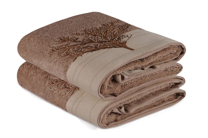 Hobby Håndklæde 50x90 cm 2-pak - Lysebrun/Creme - Tekstiler - Badetekstiler - Håndklæder