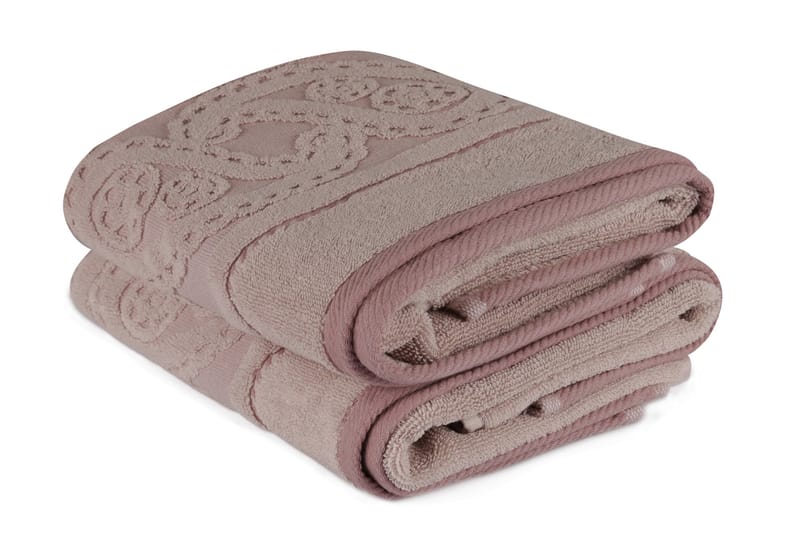 Hobby Håndklæde 50x90 cm 2-pak - Lyserød/Beige - Tekstiler - Badetekstiler - Håndklæder