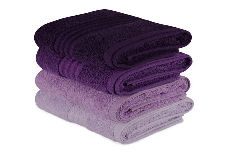 Hobby Håndklæde 50x90 cm 4-pak - Lilla - Tekstiler - Badetekstiler - Håndklæder