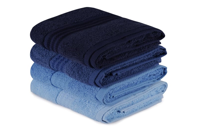 Hobby Håndklæde 50x90 cm 4-pak - Mørkeblå/Blå/Lyseblå - Tekstiler - Badetekstiler - Håndklæder