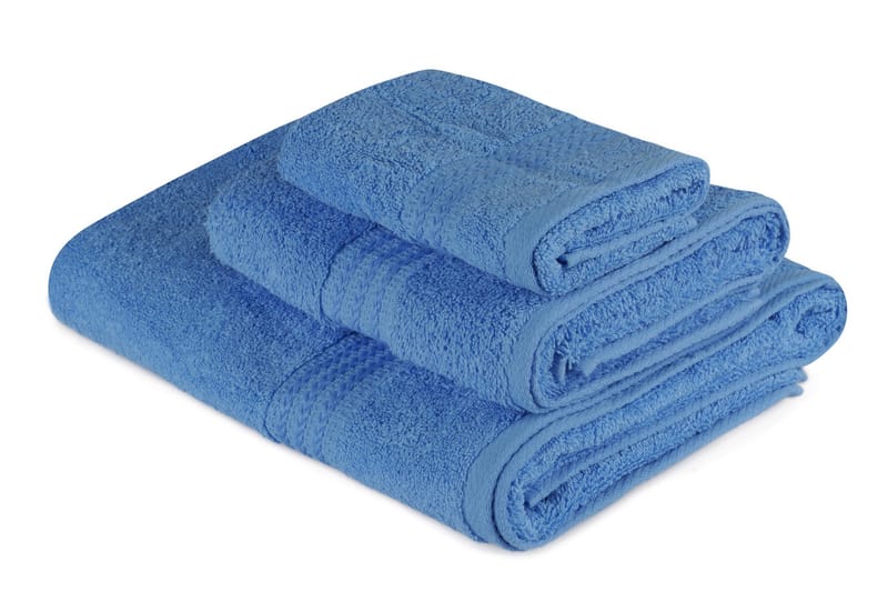Hobby Håndklæde Sæt med 3 - Blå - Tekstiler - Badetekstiler - Håndklæder