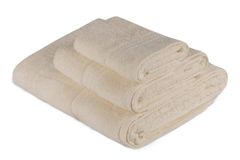 Hobby Håndklæde Sæt med 3 - Creme - Tekstiler - Badetekstiler - Håndklæder