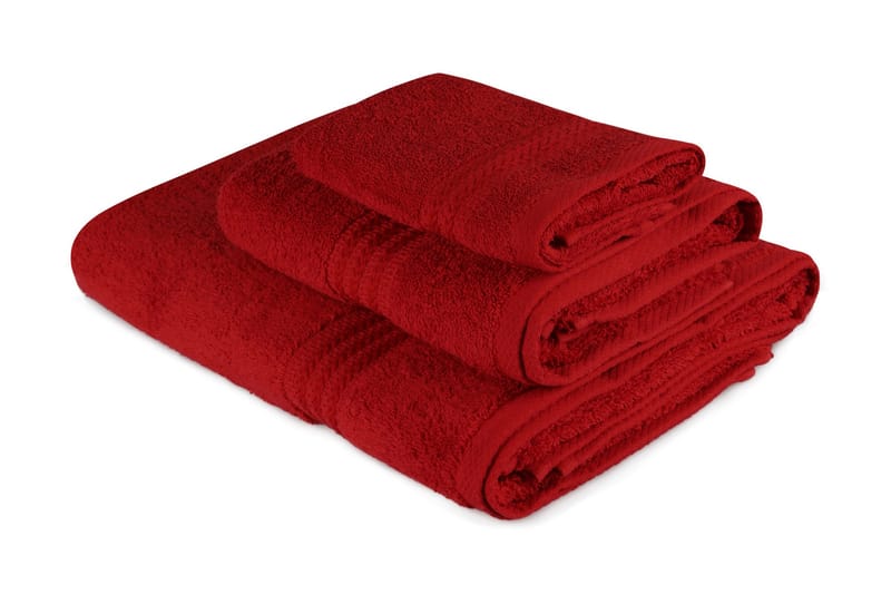 Hobby Håndklæde Sæt med 3 - Rød - Tekstiler - Badetekstiler - Håndklæder
