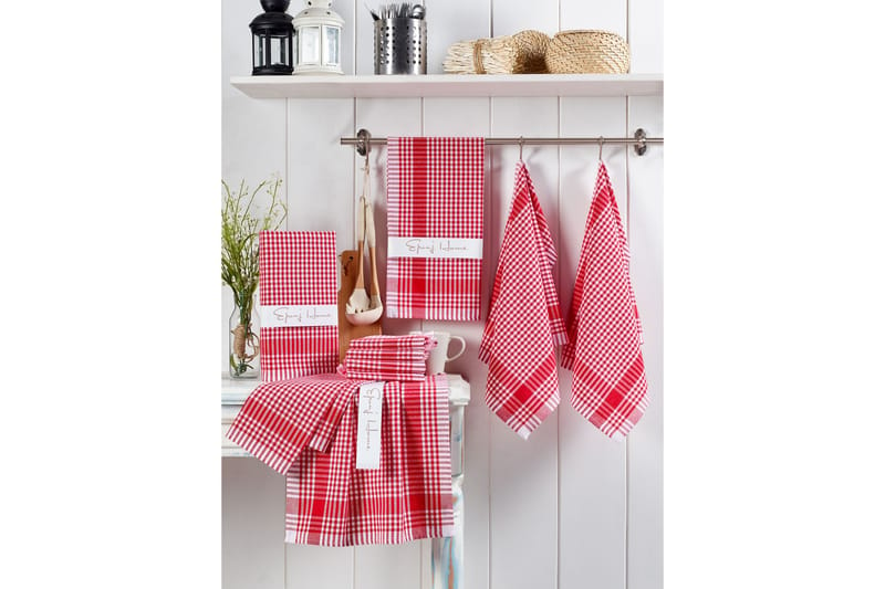 Lympne Vaskeklud 10-pak - Rød/Hvid - Tekstiler - Badetekstiler - Håndklæder
