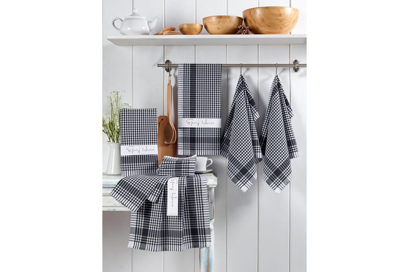 Lympne Vaskeklud 10-pak - Sort/Hvid - Tekstiler - Badetekstiler - Håndklæder