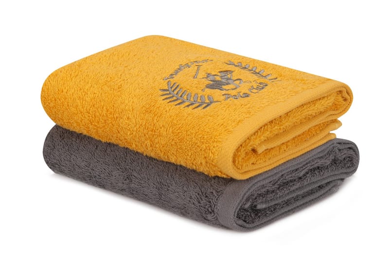 Tarilonte Håndklæde 2-pak - Gul/Mørkegrå - Tekstiler - Badetekstiler - Håndklæder