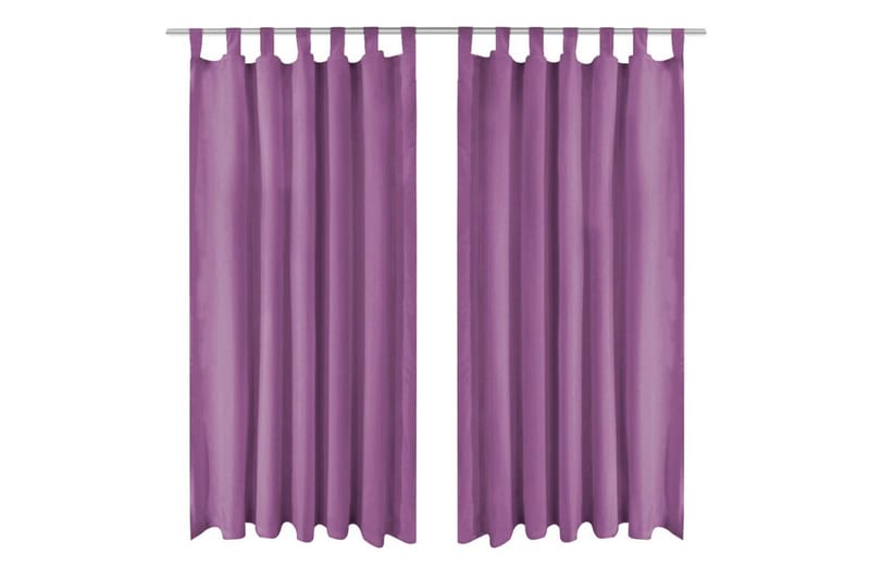 gardiner i mikro-satin 2 stk. med løkker 140 x 175 cm lilla - Violet - Tekstiler - Gardiner - Mørkelægningsgardin