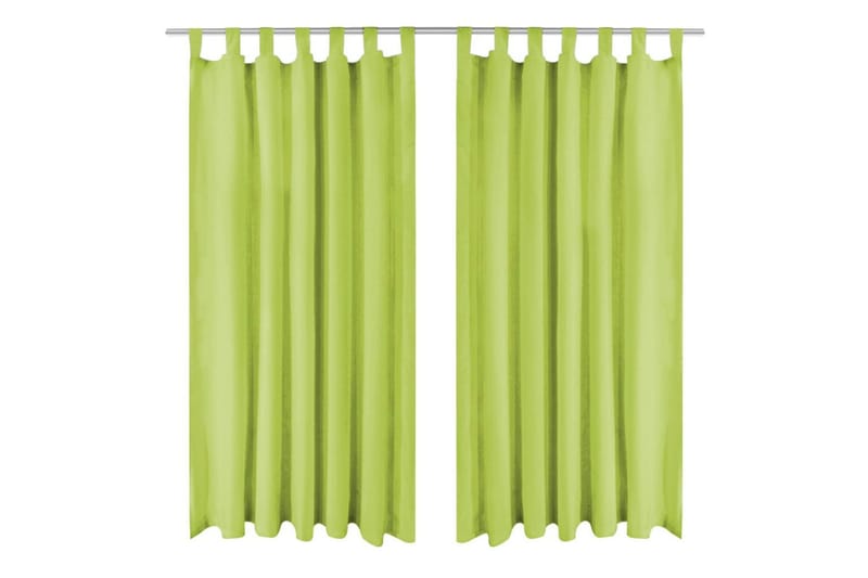 gardiner i mikro-satin 2 stk. med løkker 140 x 225 cm grøn - Grøn - Tekstiler - Gardiner - Mørkelægningsgardin
